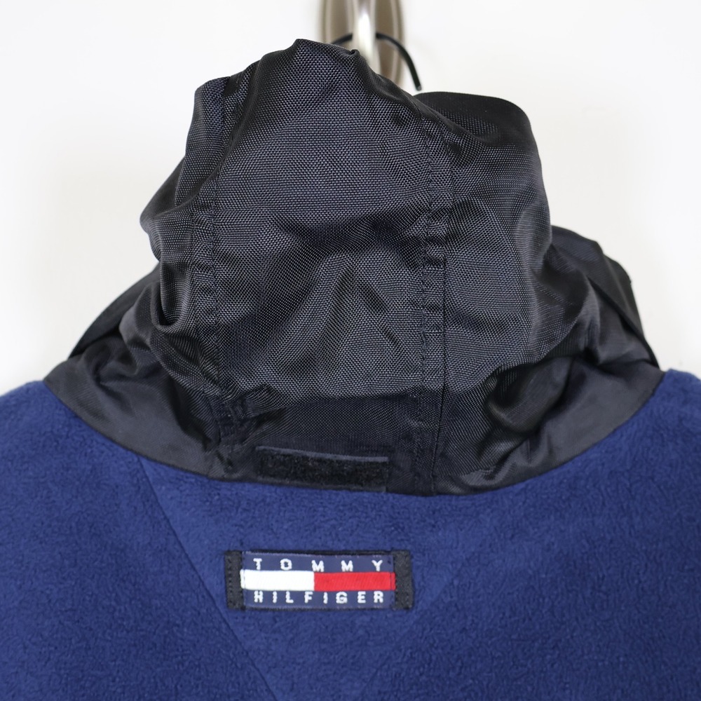 Tommy Hilfiger Vintage Fleece Pullover Anorak 1/2 Zip Mock Neck XL Navy Blue - Picture 4 of 16